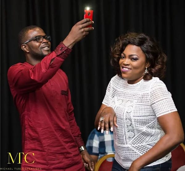 Funke Akindele-Bello and husband, JJC Skillz at a comedy show in London.