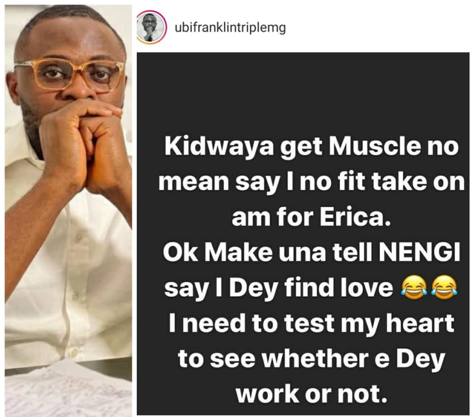 Ubi Franklin and Instagram user clash over BBnaija housemates Nengi and Erica
