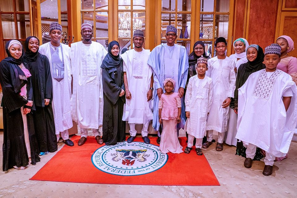President Buhari observes Eid-Kabir prayers with his family and aides in Abuja (photos)