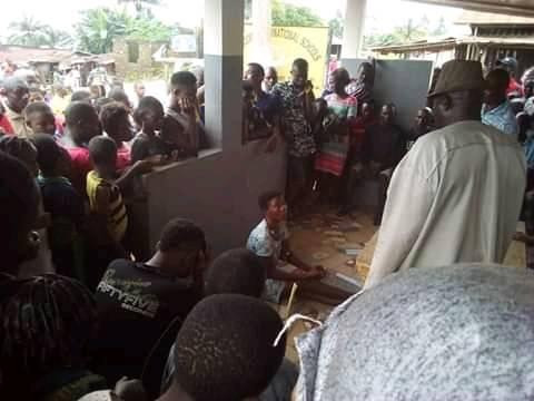 Lady paraded after being caught stealing cassava in a farm in Abia state (photos)